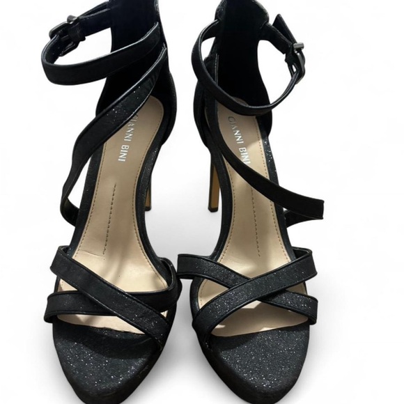 Gianni Bini Shoes - Gianni Bini Black Glitter Strappy Heels